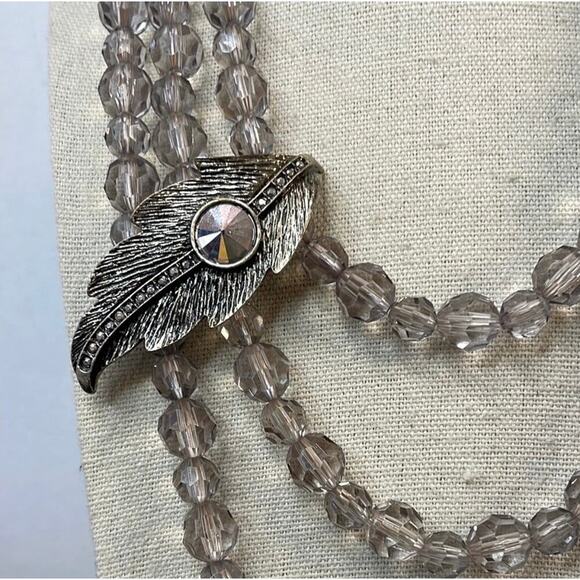 Art Deco 3 layered smoked bead necklace. - Picture 3 of 7